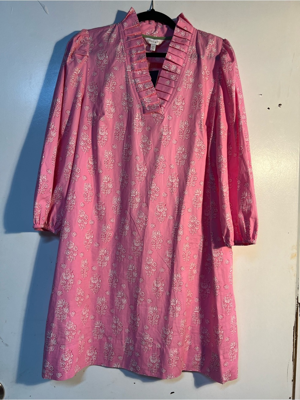 Crown and Ivy Pink Floral Ruffle V-Neck Dress Mini NWT XL Mothers Day - Picture 2 of 16